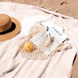 straw hat and magazine on the beach