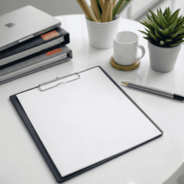 workspace with blank pad