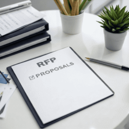 an rfp proposal checklist on a desk
